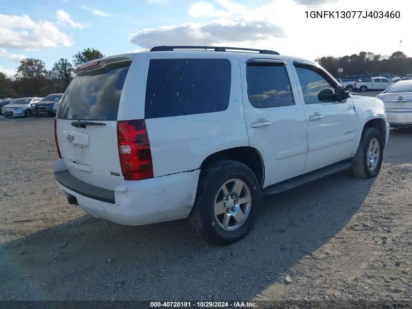 2007 Chevrolet Tahoe Lt VIN: 1GNFK13077J403460 Lot: 40720181