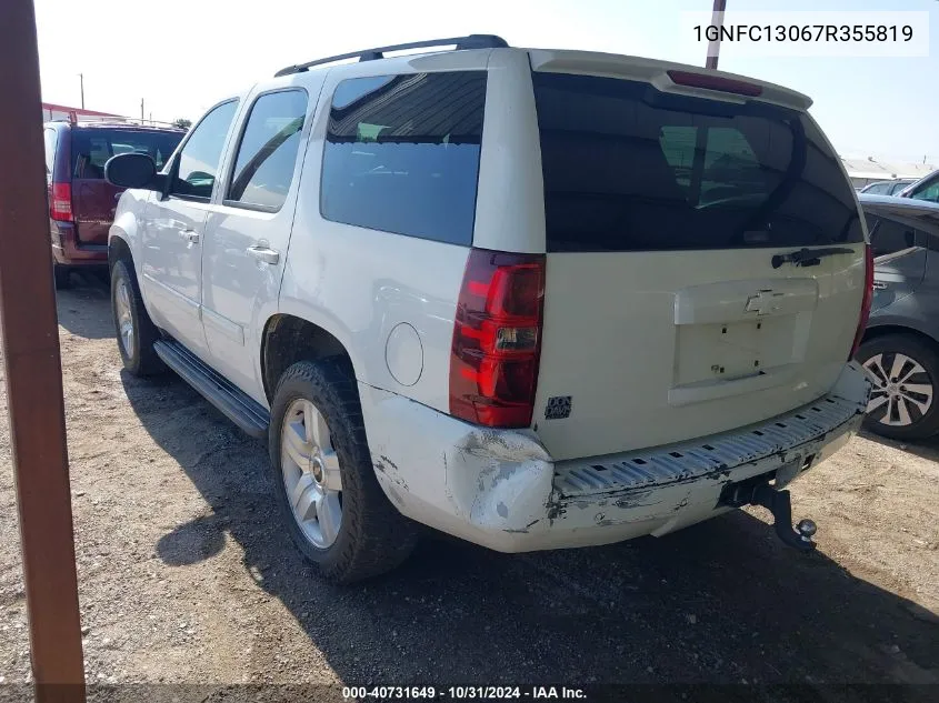 2007 Chevrolet Tahoe Lt VIN: 1GNFC13067R355819 Lot: 40731649