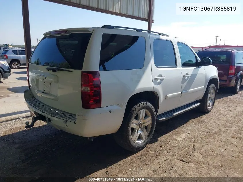 2007 Chevrolet Tahoe Lt VIN: 1GNFC13067R355819 Lot: 40731649