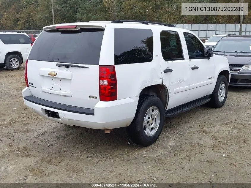 2007 Chevrolet Tahoe Ls VIN: 1GNFC13087J202289 Lot: 40748527