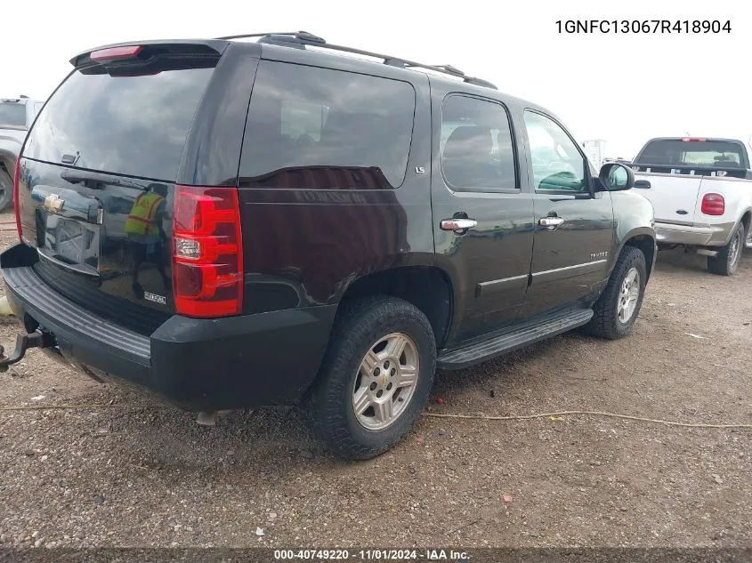 2007 Chevrolet Tahoe Ls VIN: 1GNFC13067R418904 Lot: 40749220