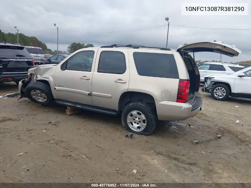 2007 Chevrolet Tahoe Lt VIN: 1GNFC13087R381290 Lot: 40776952