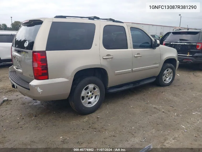 2007 Chevrolet Tahoe Lt VIN: 1GNFC13087R381290 Lot: 40776952