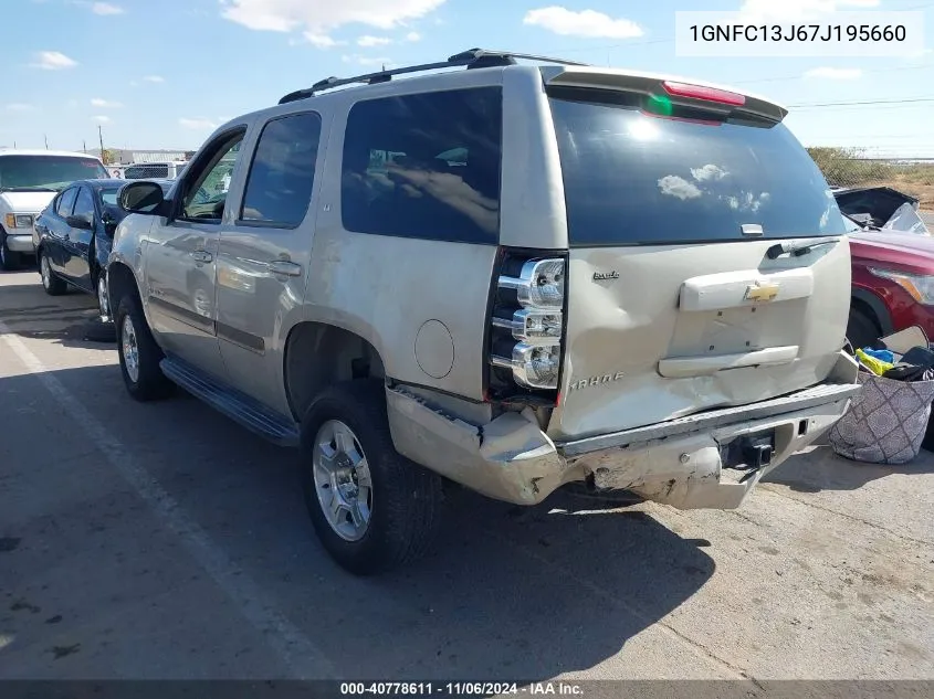 2007 Chevrolet Tahoe Ls/Lt/Ltz VIN: 1GNFC13J67J195660 Lot: 40778611