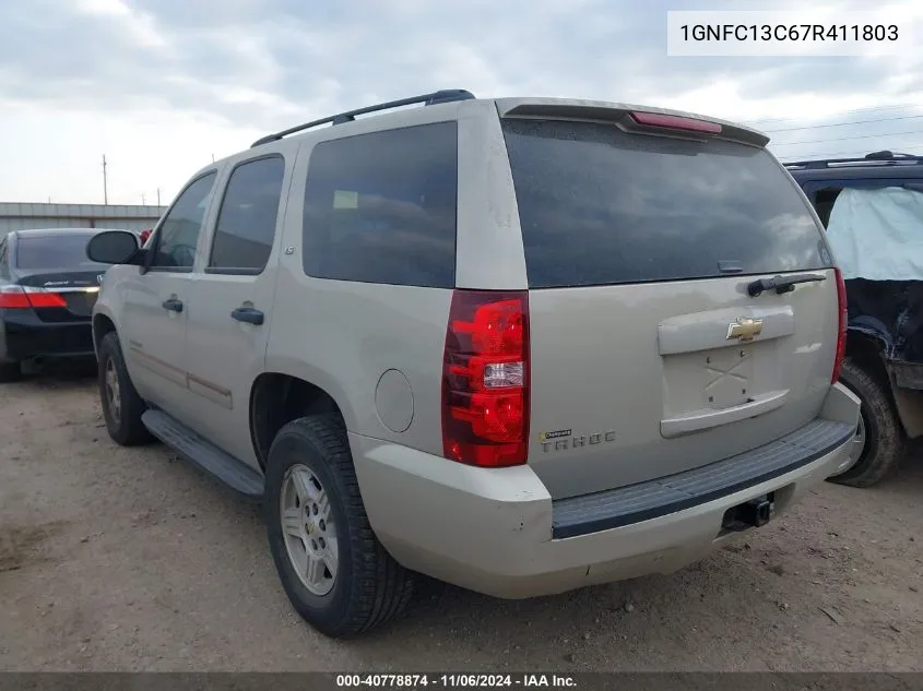 2007 Chevrolet Tahoe Ls VIN: 1GNFC13C67R411803 Lot: 40778874