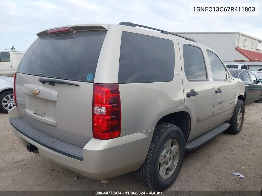 2007 Chevrolet Tahoe Ls VIN: 1GNFC13C67R411803 Lot: 40778874