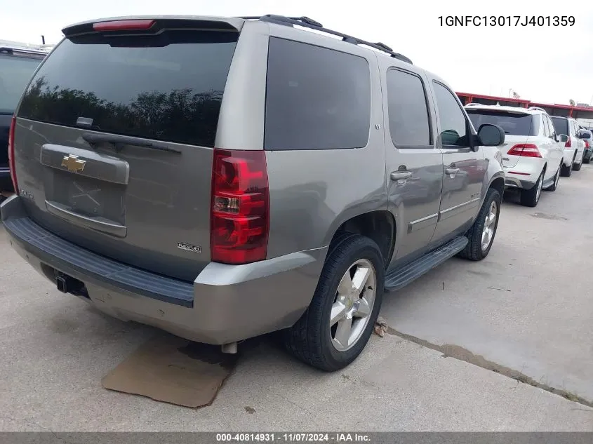 2007 Chevrolet Tahoe Lt VIN: 1GNFC13017J401359 Lot: 40814931