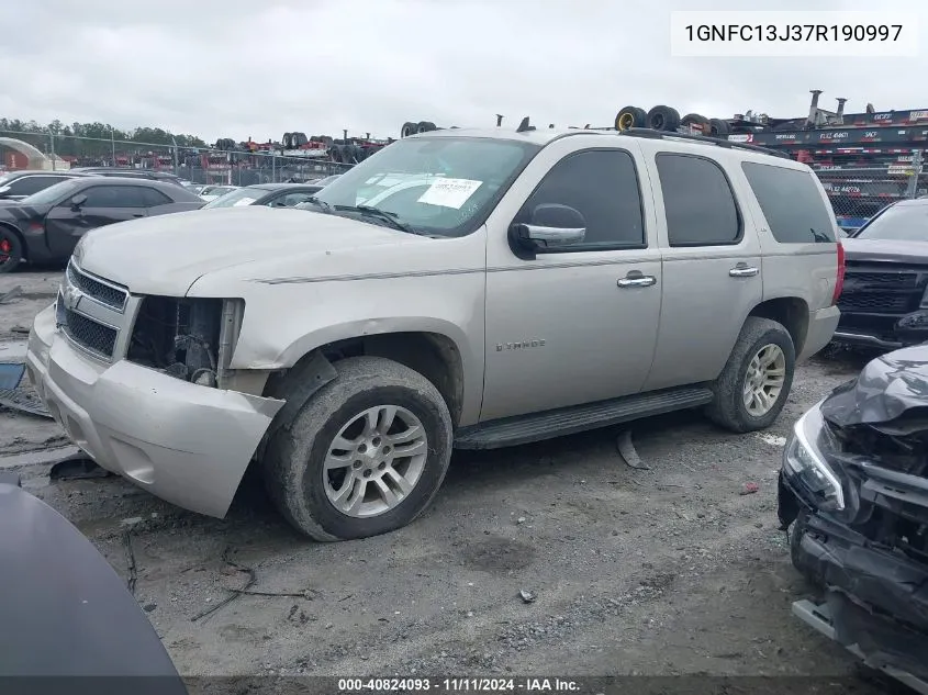 2007 Chevrolet Tahoe Ls VIN: 1GNFC13J37R190997 Lot: 40824093