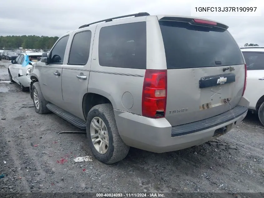 2007 Chevrolet Tahoe Ls VIN: 1GNFC13J37R190997 Lot: 40824093