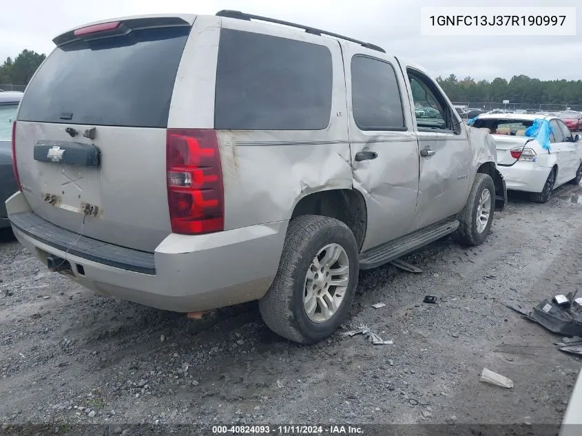 2007 Chevrolet Tahoe Ls VIN: 1GNFC13J37R190997 Lot: 40824093