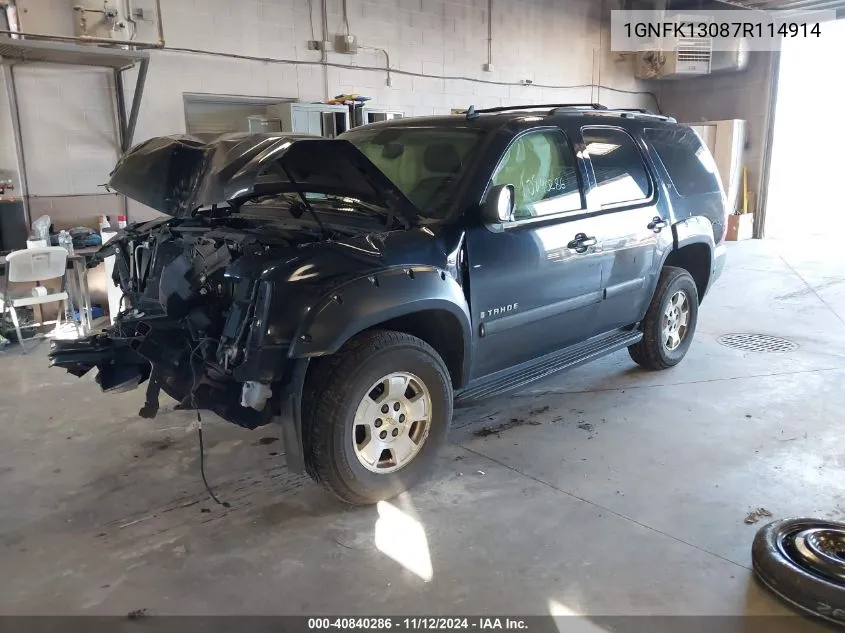 2007 Chevrolet Tahoe Lt VIN: 1GNFK13087R114914 Lot: 40840286