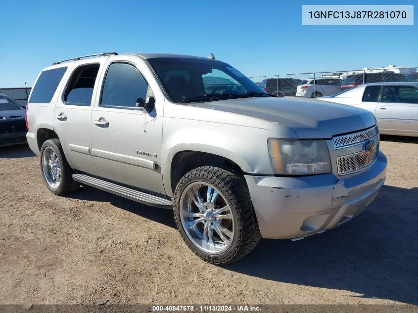 2007 Chevrolet Tahoe Lt VIN: 1GNFC13J87R281070 Lot: 40847678