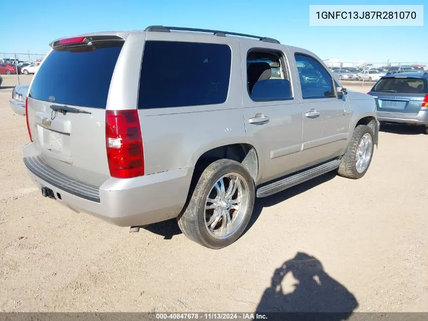 2007 Chevrolet Tahoe Lt VIN: 1GNFC13J87R281070 Lot: 40847678