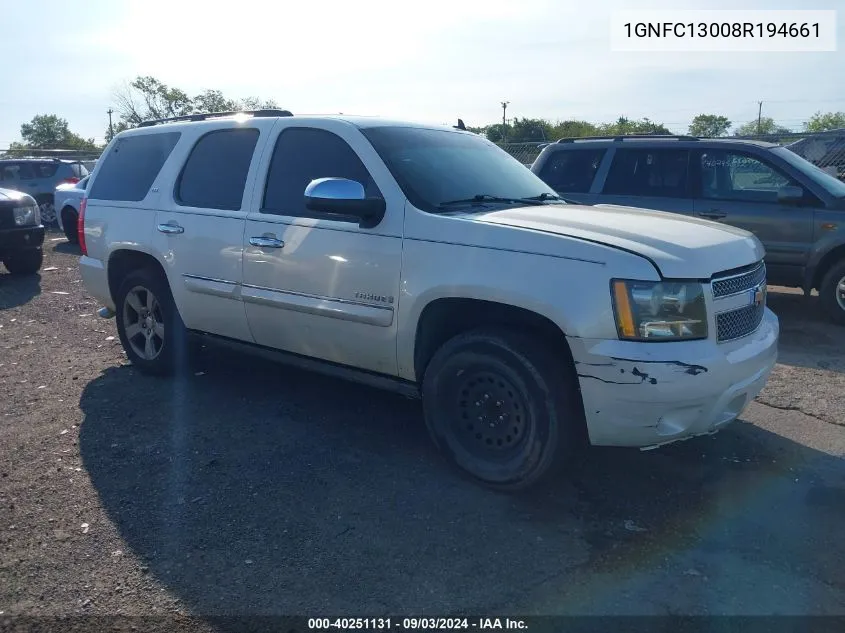 2008 Chevrolet Tahoe Ltz VIN: 1GNFC13008R194661 Lot: 40251131