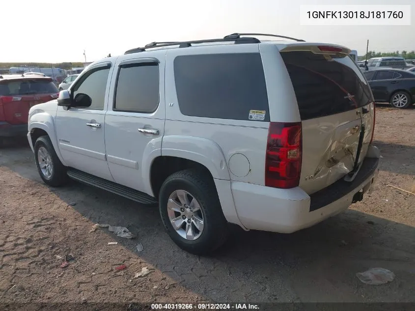 2008 Chevrolet Tahoe Lt VIN: 1GNFK13018J181760 Lot: 40319266