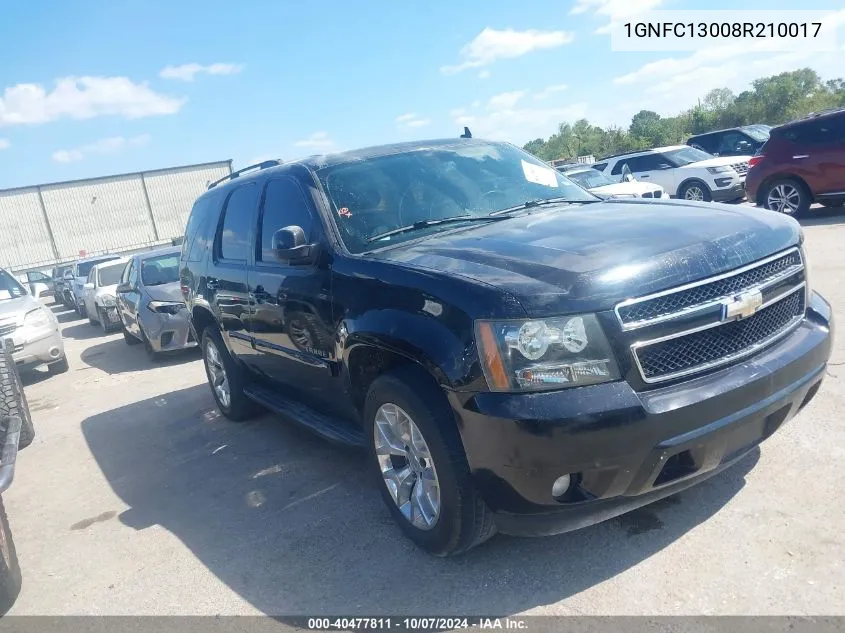 2008 Chevrolet Tahoe Lt VIN: 1GNFC13008R210017 Lot: 40477811