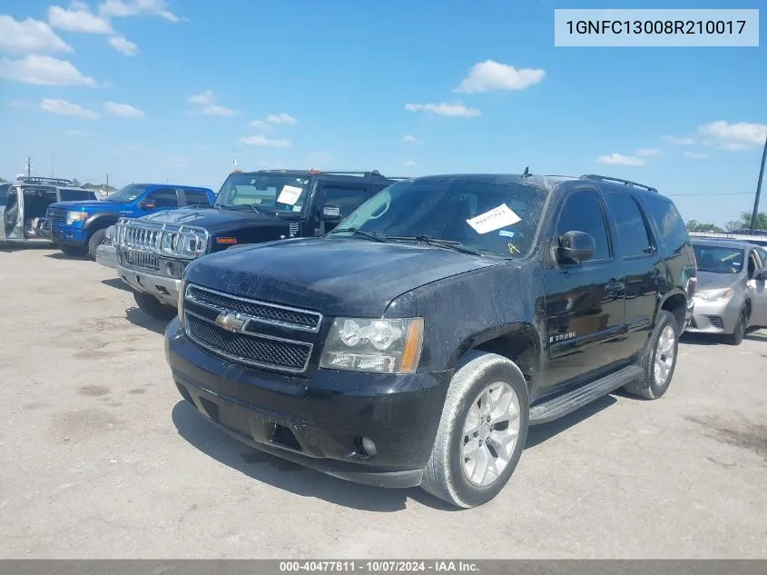 2008 Chevrolet Tahoe Lt VIN: 1GNFC13008R210017 Lot: 40477811