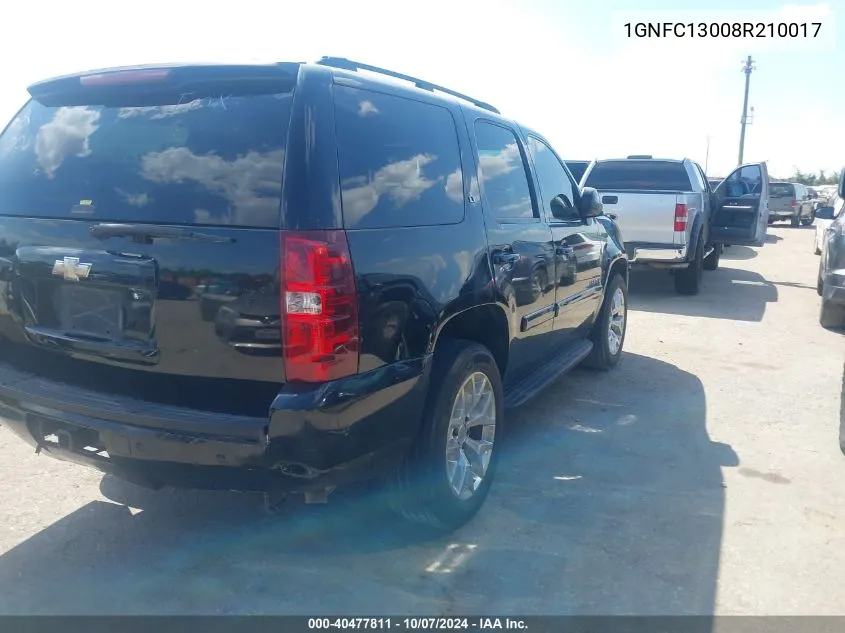 2008 Chevrolet Tahoe Lt VIN: 1GNFC13008R210017 Lot: 40477811