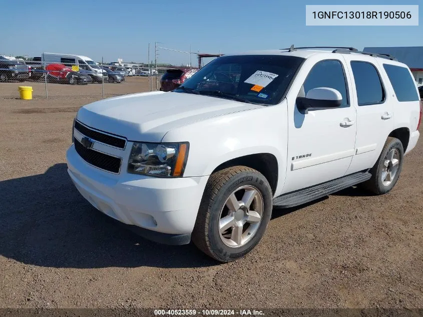 2008 Chevrolet Tahoe Lt VIN: 1GNFC13018R190506 Lot: 40523559