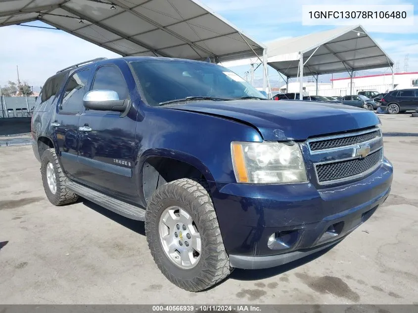 2008 Chevrolet Tahoe Lt VIN: 1GNFC13078R106480 Lot: 40566939