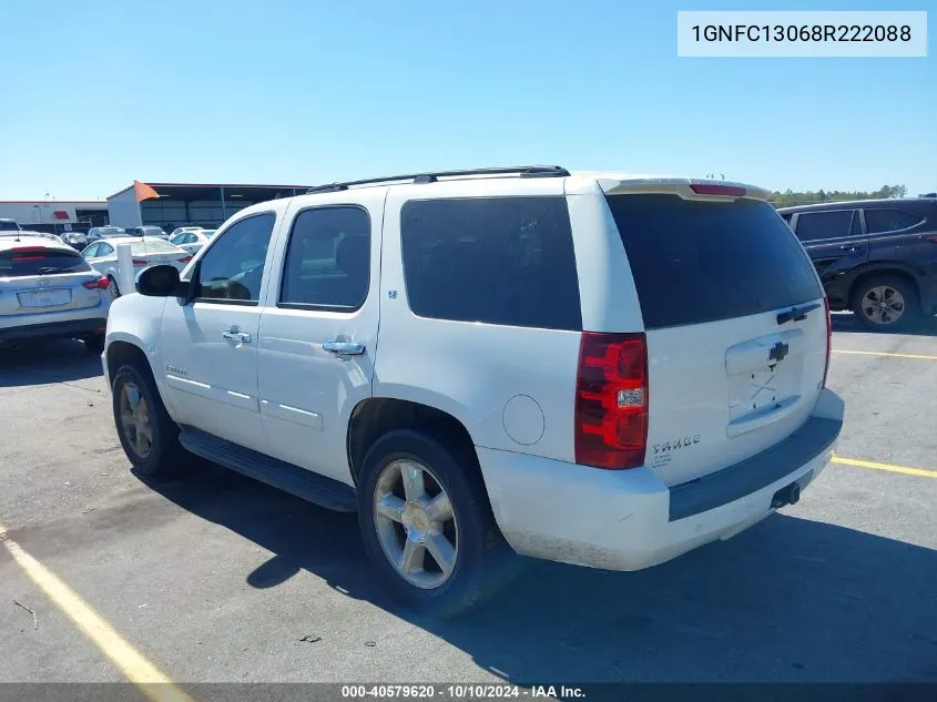 2008 Chevrolet Tahoe Lt VIN: 1GNFC13068R222088 Lot: 40579620