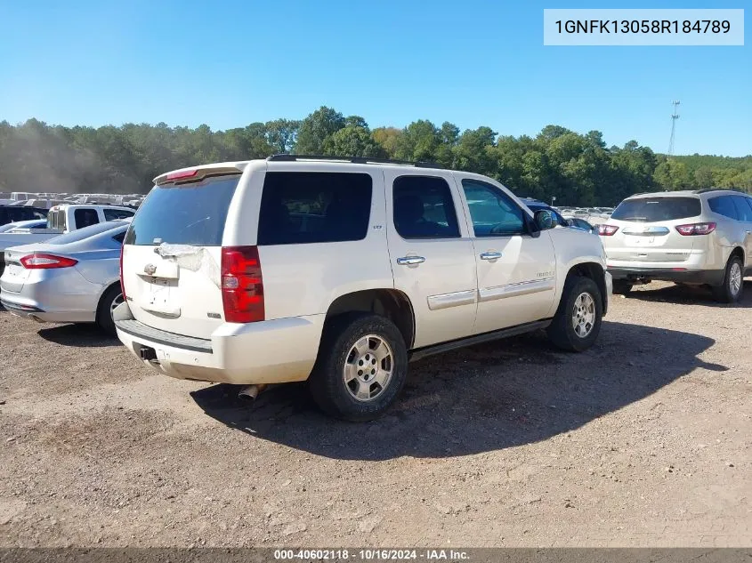 2008 Chevrolet Tahoe Ltz VIN: 1GNFK13058R184789 Lot: 40602118