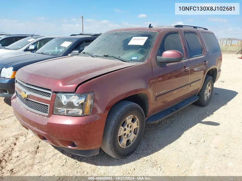 2008 Chevrolet Tahoe Lt VIN: 1GNFC130X8J102681 Lot: 40608593