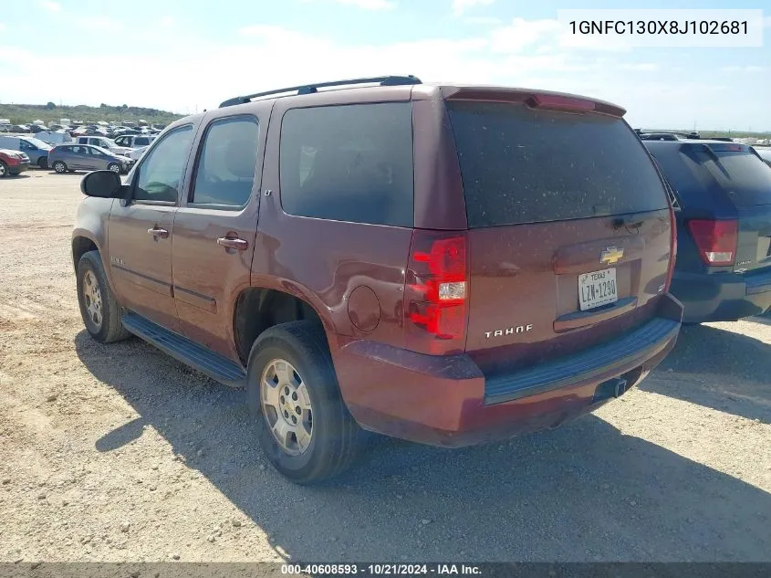 2008 Chevrolet Tahoe Lt VIN: 1GNFC130X8J102681 Lot: 40608593