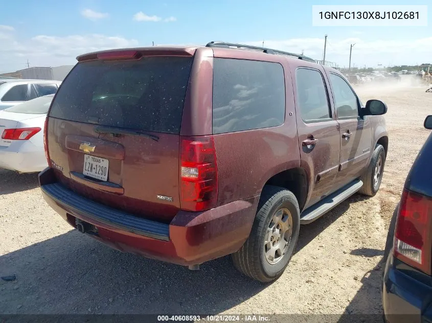 2008 Chevrolet Tahoe Lt VIN: 1GNFC130X8J102681 Lot: 40608593