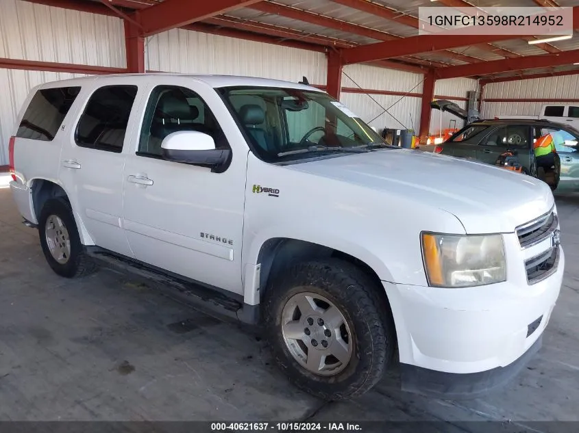 2008 Chevrolet Tahoe Hybrid VIN: 1GNFC13598R214952 Lot: 40621637