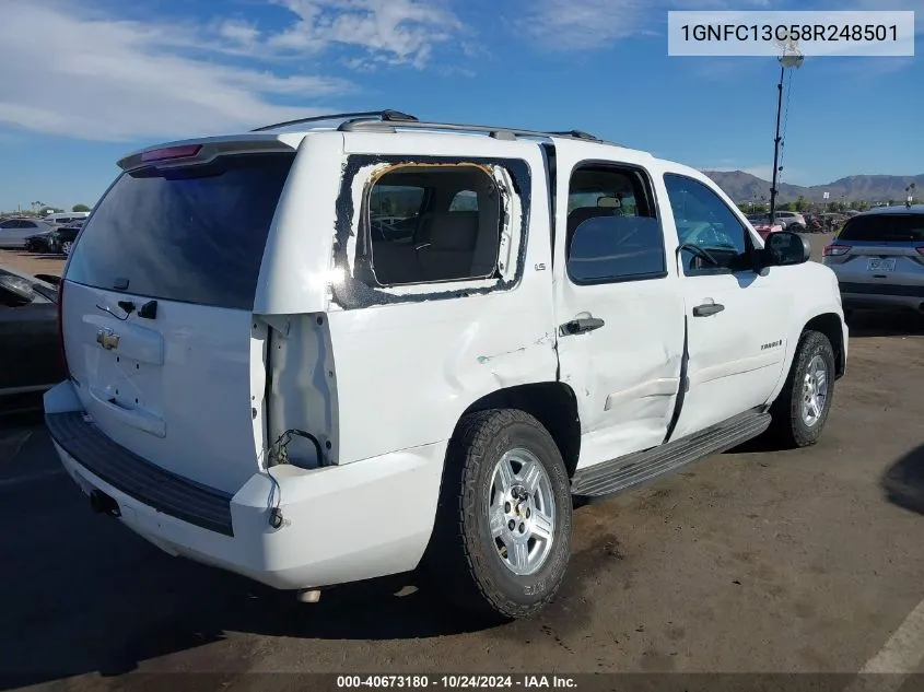 2008 Chevrolet Tahoe Ls VIN: 1GNFC13C58R248501 Lot: 40673180