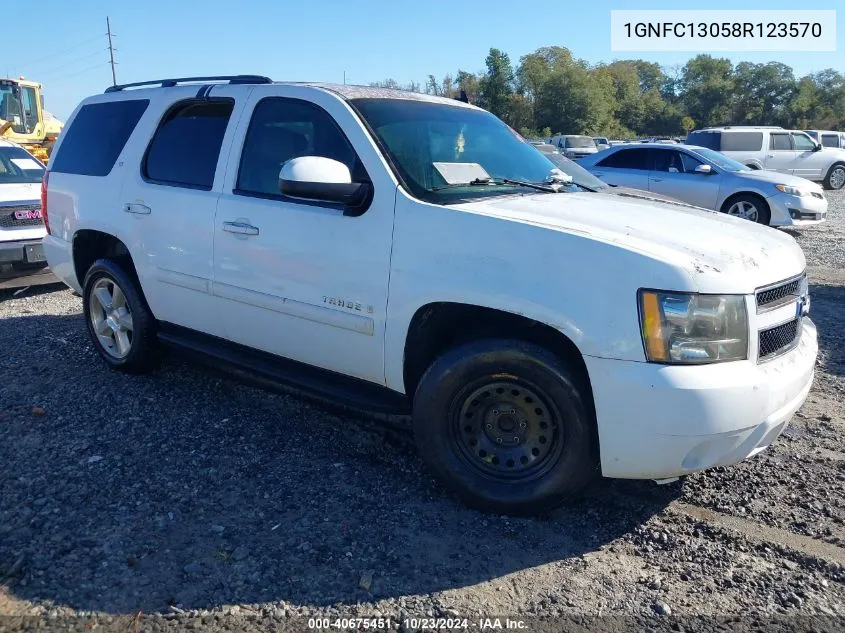 2008 Chevrolet Tahoe Lt VIN: 1GNFC13058R123570 Lot: 40675451