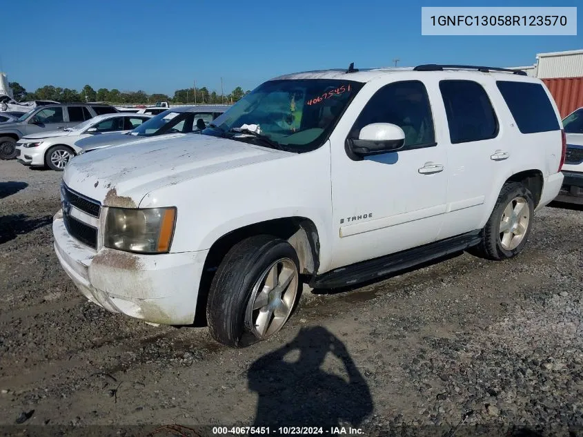 2008 Chevrolet Tahoe Lt VIN: 1GNFC13058R123570 Lot: 40675451