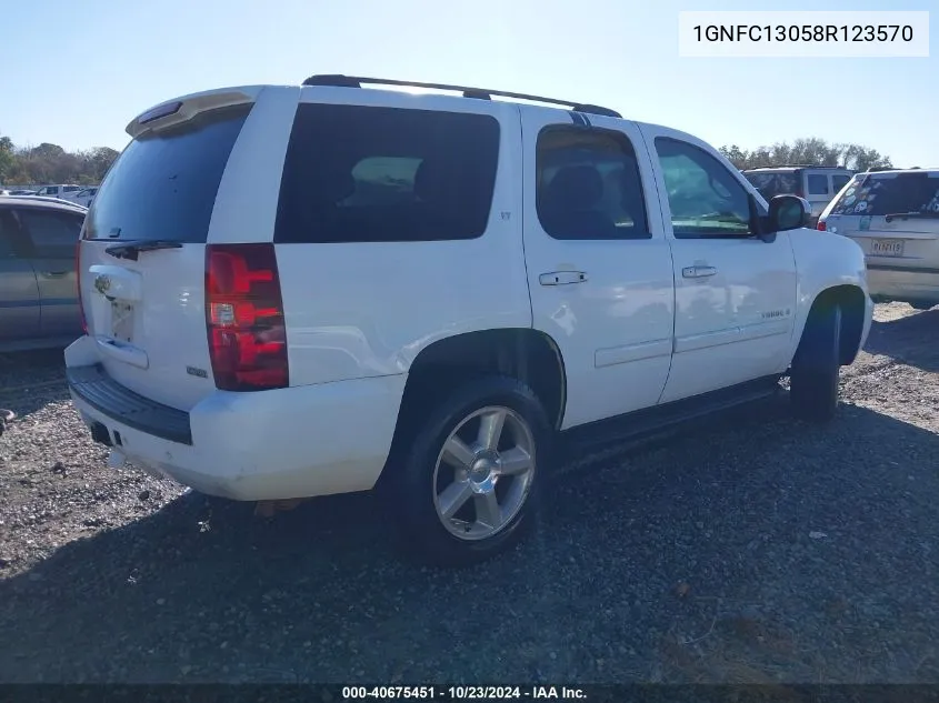 2008 Chevrolet Tahoe Lt VIN: 1GNFC13058R123570 Lot: 40675451