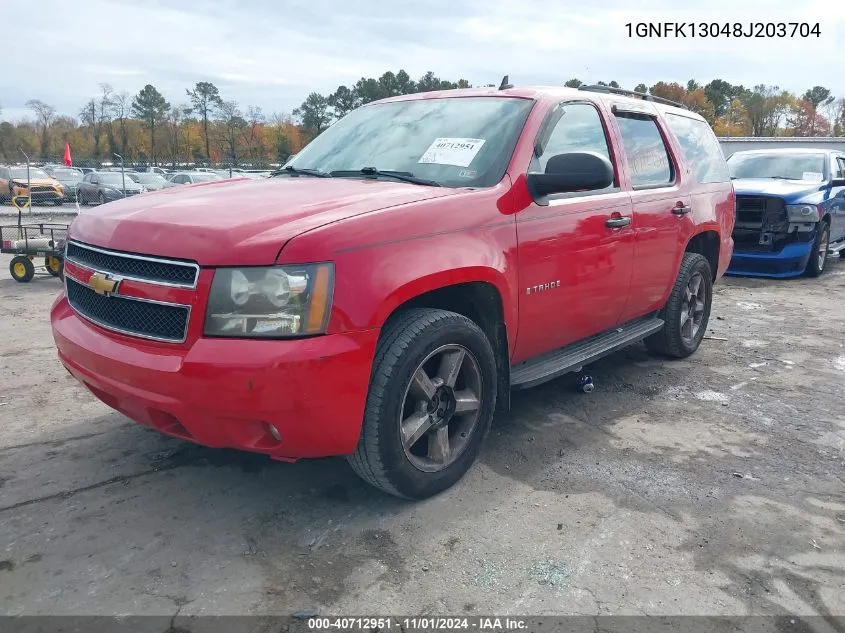 2008 Chevrolet Tahoe Lt VIN: 1GNFK13048J203704 Lot: 40712951