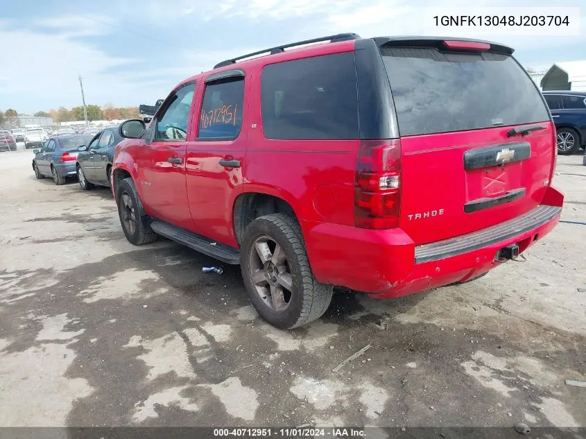 2008 Chevrolet Tahoe Lt VIN: 1GNFK13048J203704 Lot: 40712951