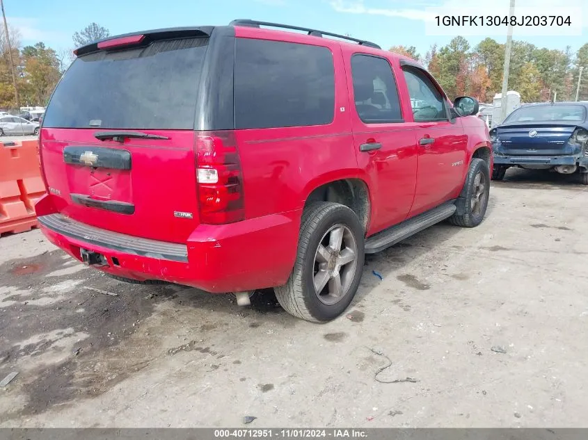 2008 Chevrolet Tahoe Lt VIN: 1GNFK13048J203704 Lot: 40712951