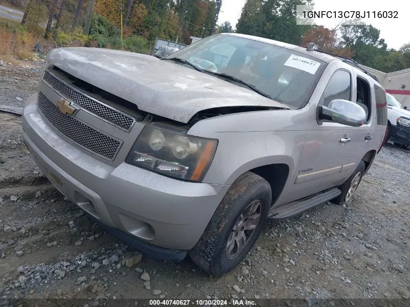 2008 Chevrolet Tahoe Ls VIN: 1GNFC13C78J116032 Lot: 40740627