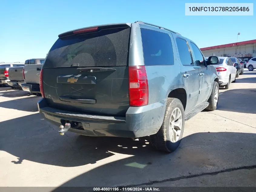 2008 Chevrolet Tahoe Ls VIN: 1GNFC13C78R205486 Lot: 40801195