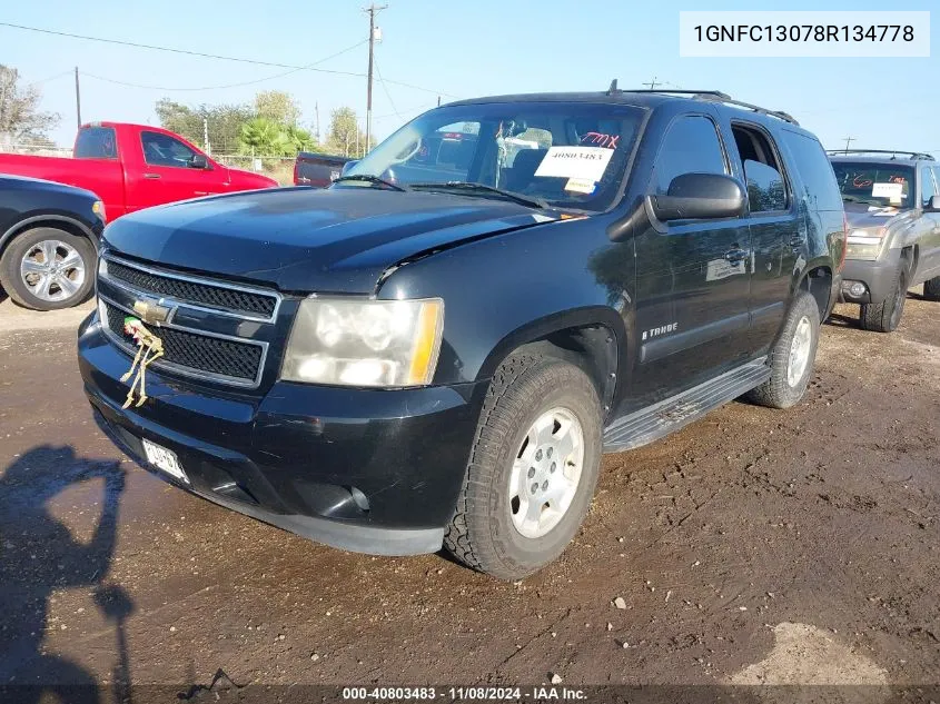 2008 Chevrolet Tahoe Lt VIN: 1GNFC13078R134778 Lot: 40803483