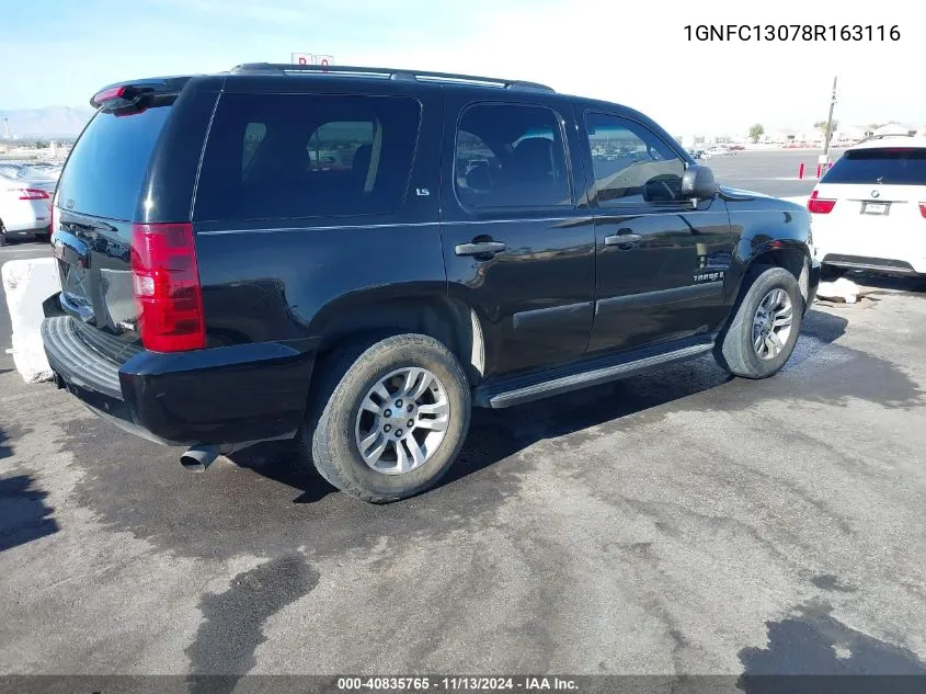 2008 Chevrolet Tahoe Ls VIN: 1GNFC13078R163116 Lot: 40835765