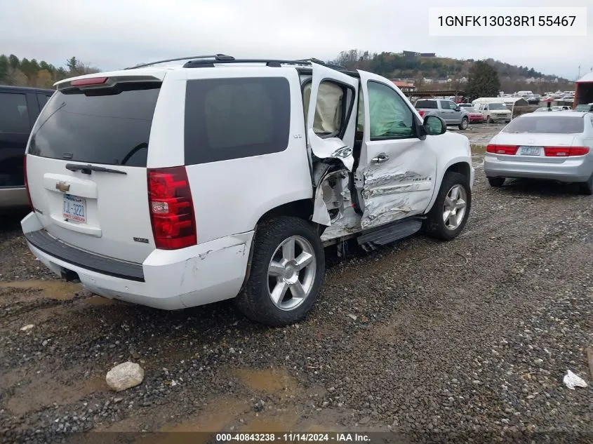 2008 Chevrolet Tahoe Ltz VIN: 1GNFK13038R155467 Lot: 40843238