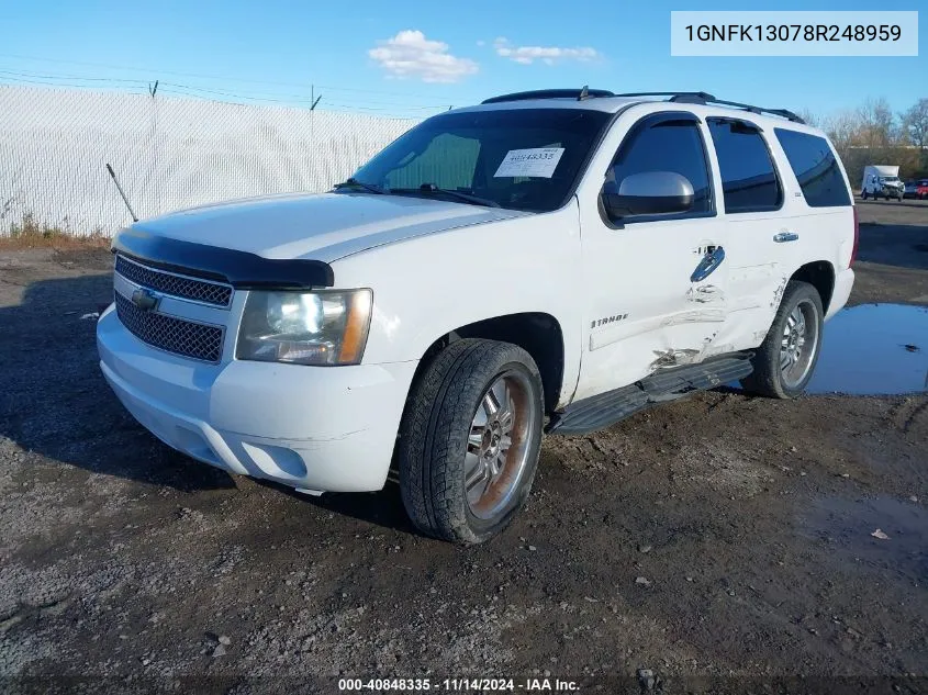 2008 Chevrolet Tahoe Ltz VIN: 1GNFK13078R248959 Lot: 40848335