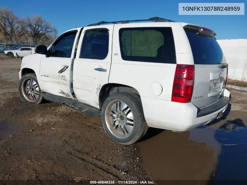 2008 Chevrolet Tahoe Ltz VIN: 1GNFK13078R248959 Lot: 40848335