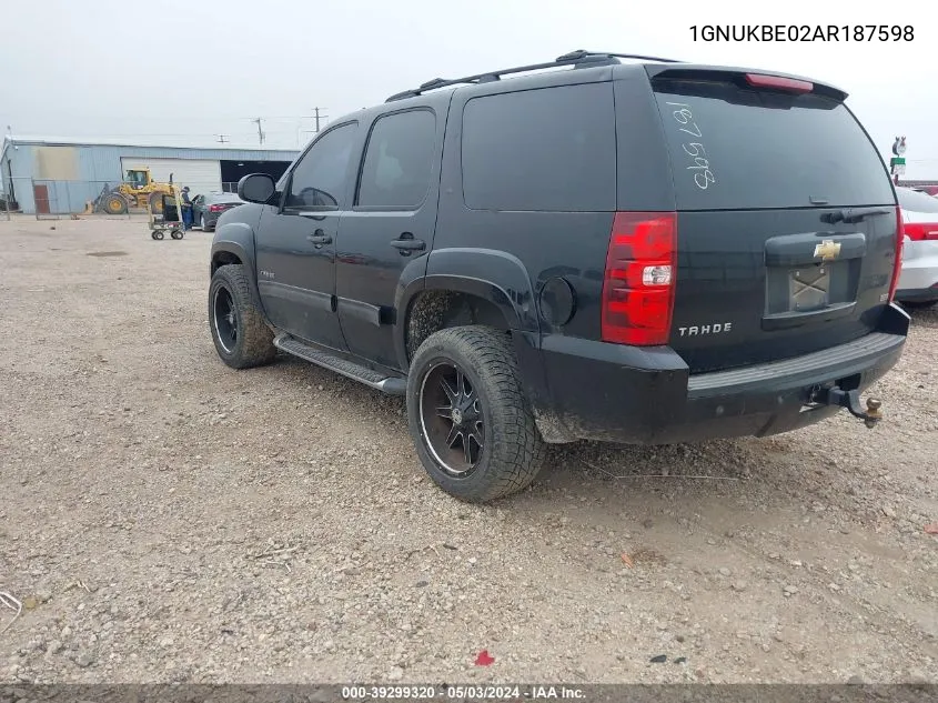 2010 Chevrolet Tahoe Lt VIN: 1GNUKBE02AR187598 Lot: 39299320