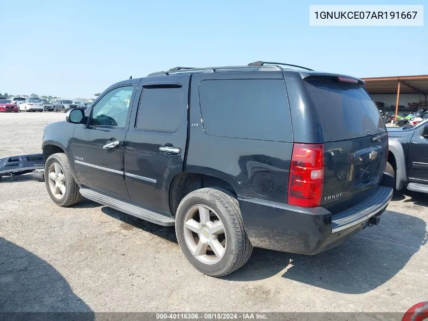 2010 Chevrolet Tahoe Ltz VIN: 1GNUKCE07AR191667 Lot: 40116306