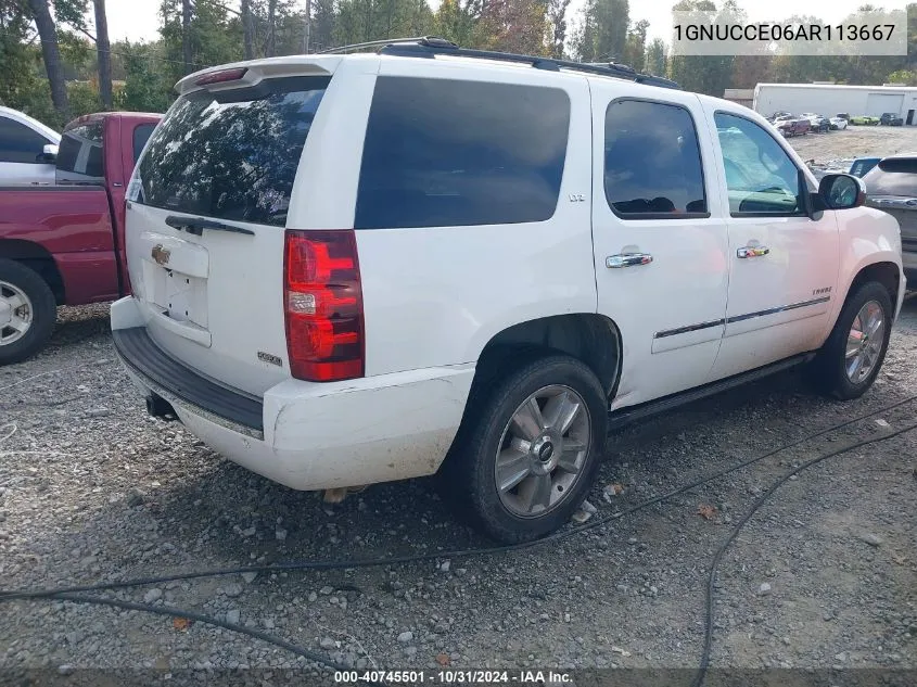 2010 Chevrolet Tahoe Ltz VIN: 1GNUCCE06AR113667 Lot: 40745501