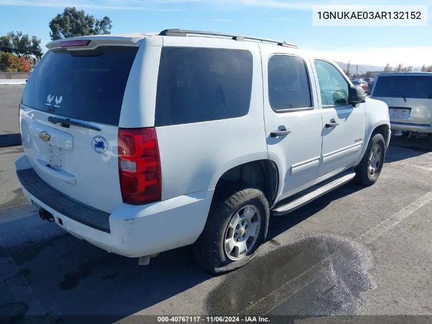 2010 Chevrolet Tahoe Ls VIN: 1GNUKAE03AR132152 Lot: 40767117