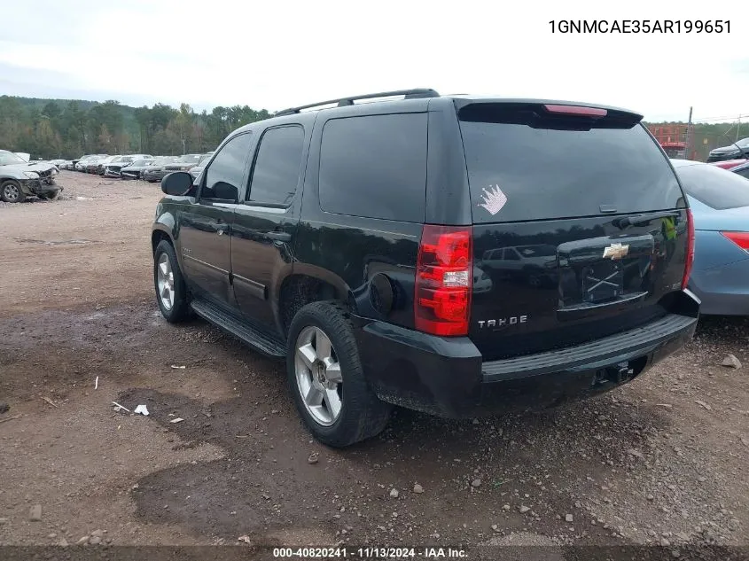 2010 Chevrolet Tahoe Ls VIN: 1GNMCAE35AR199651 Lot: 40820241