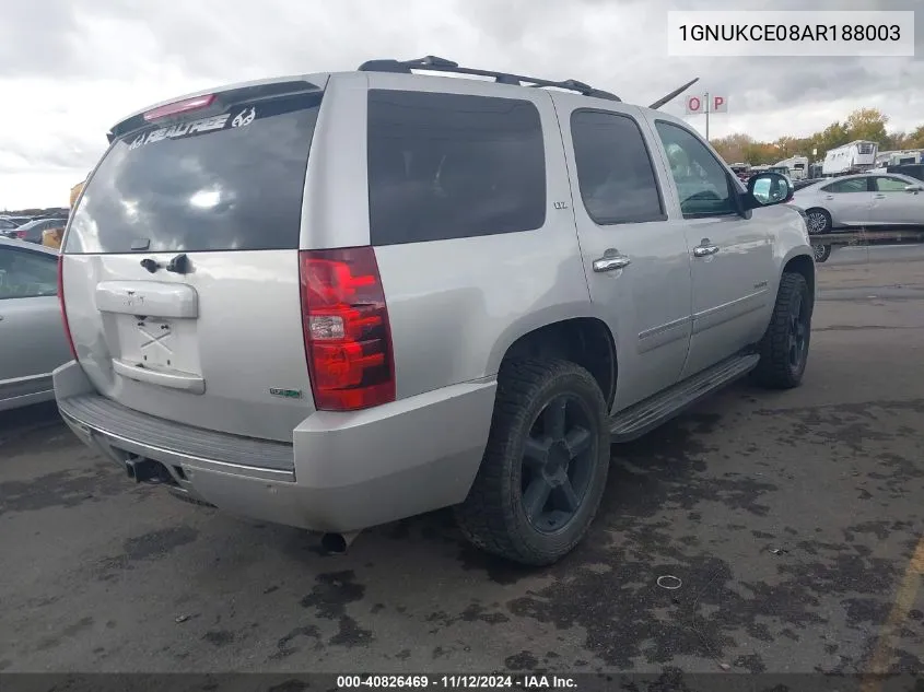 2010 Chevrolet Tahoe Ltz VIN: 1GNUKCE08AR188003 Lot: 40826469